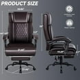 thumbnail image 2 of Big and Tall Office Chair Heavy Duty Executive Desk Chair, Ergonomic High Back Leather Computer Chair with Thick Padded Extra Wide Seat, Reclining Office Chair with Footrest, 2 of 12