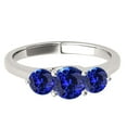 thumbnail image 2 of Rings for Women 1.85 Carat Three Stone Round Shaped Tanzanite Ring prong 10K White Gold, 2 of 5