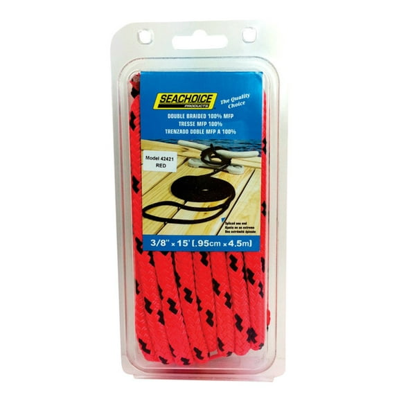 Seachoice 42421 Line Dock, 3/8" x 15', Red With Black Tracer