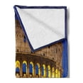 thumbnail image 2 of the Colosseum Soft Flannel Fleece Throw Blanket, Historic Imperial Roman Architecture European Culture, Cozy Plush for Indoor and Outdoor Use, 60" x 80", Royal Blue Yellow Brown, by Ambesonne, 2 of 5