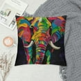 thumbnail image 2 of ONETECH  Elephant Pillows Rainbow Bright Color African Safari Animal Elephants Ivory Throw Pillow Case Square Cushion Decorative Cover for Sofa Bed, 2 of 5