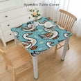 thumbnail image 2 of HAOXIT Funny Cartoon Animal Pattern Vinyl Table Cover Waterproof Vinyl Tablecloth with Flannel Backing, Tablecloth White, 2 of 7