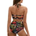 thumbnail image 5 of Renewold Athletic Swimwear for Women 2 Piece Mushroom Flower Halter Tie Backless Swimsuit Size M Tummy Control Top High Waisted Bathing Suit for Summer Pool Party, 5 of 6