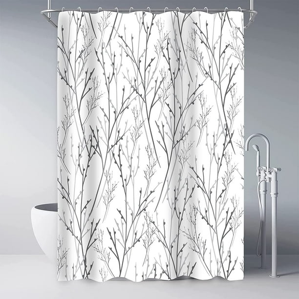 aoselan Extra Long Size Bathroom Shower Curtain Set 72x84Inch, Branch