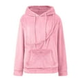 thumbnail image 5 of idosla Cat Dog Pouch Hoodie for Women Fleece Pet Carrier Kangaroo Pouch Sweatshirts with Large Pocket Pullover sharpa Warm Shirt (Pink, XXL), 5 of 5