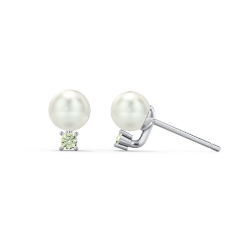 Boucles d'Oreilles Clous en Perles d'Eau Douce avec Pierre de Naissance