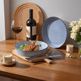 thumbnail image 4 of Onader Pasta Bowls Set of 4, 34oz Ceramic Large Salad Bowl Plates for Serving Soup Dinner, Shallow Stoneware Pasta Plate, Microwave & Dishwasher Safe, Gray Blue, 4 of 7