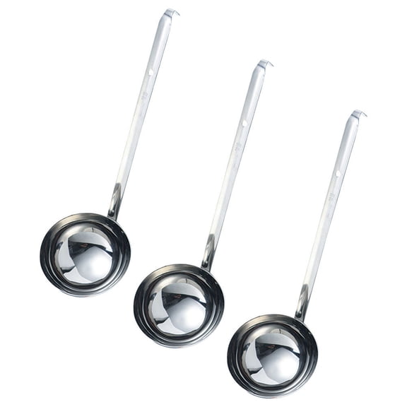 SEWCHICS 3Pcs Silver Metal Soup Ladles Stainless Steel Kitchen Utensils
