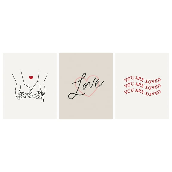DesignOvation Love Simple Unframed Art Prints 8” x 10” Set of 3 by The Creative Bunch Studio