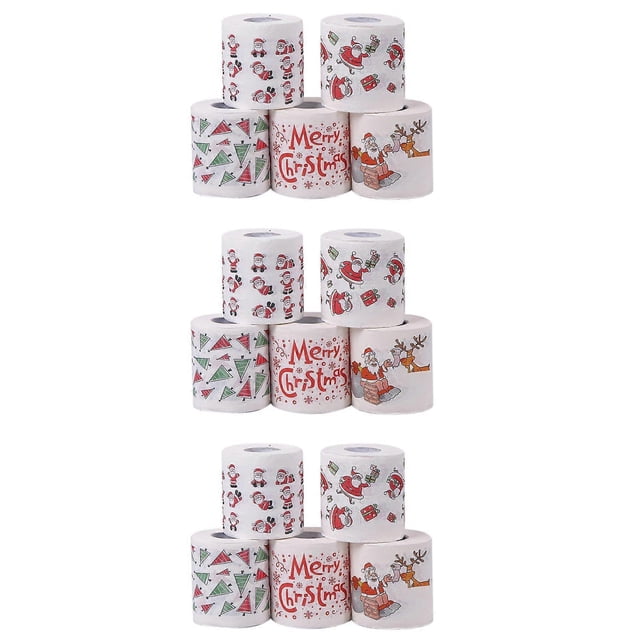 5 Styles Santa Claus Paper Roll Tissue Paper Towels Christmas Decorations Xmas Santa Office Room Toilet Paper 15 Roll