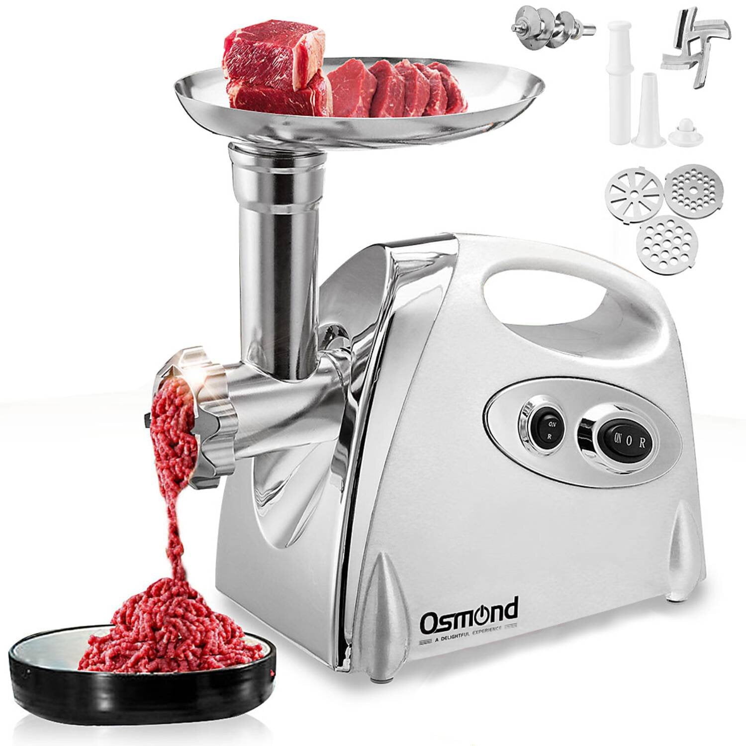 2800W Electric Meat Grinder Sausage Stuffer Maker Stainless Cutter with Handle 