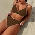 thumbnail image 5 of 2 Piece Swimsuit for Women, Womens Bathing Suits, Women's 2 Piece Swimsuit Bikini Sets Double Shoulder Straps Solid Color Cute Triangle Bathing Suit Summer Beach Swimwear, Coffee L, 5 of 5