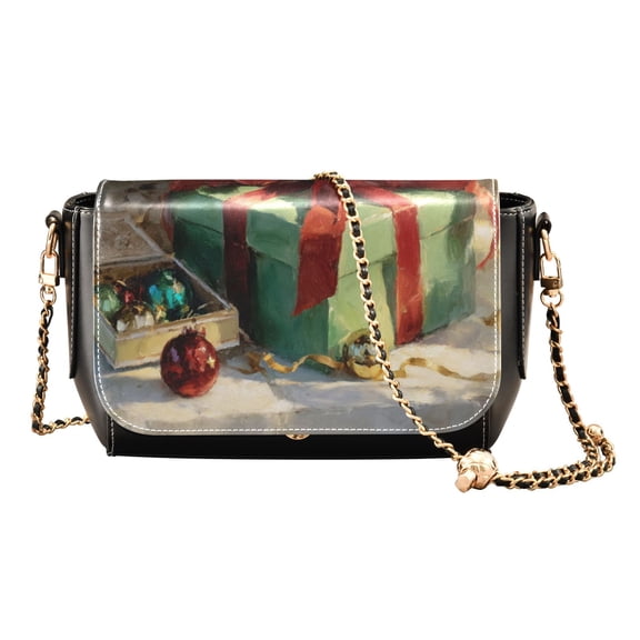 Leather Clamshell Crossbody Bag 10.4x5.5x3.7Inch Women's Crossbody Handbags Shoulder Purse Bank Card Bag Cash Bag Key Bag Green Christmas Gifts