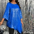thumbnail image 5 of Dasayo 3/4 Sleeve Ladies Tops and Blouses Plus Size Blue Shirring Hem Solid Dressy Blouses Womens Shirts XXL, 5 of 9