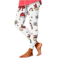 thumbnail image 2 of Yeaiivve Women's Workout Leggings Christmas Cartoon Printed Yoga Pants Comfy High Waisted Skinny Pant Winter Holiday Party Legging White M, 2 of 5