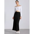 thumbnail image 4 of DARING DIVA Women's High Waisted Long Skirt Slit Bodycon Knit Pencil Skirt XS Black, 4 of 6