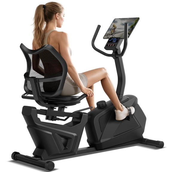 ROBORE CBR80 Magnetic Recumbent Exercise Bike, 16‑Level Resistance, 350‑Lbs Capacity, Quiet Indoor Stationary Bike for Seniors Adults, Heart Rate Handle & LCD Display