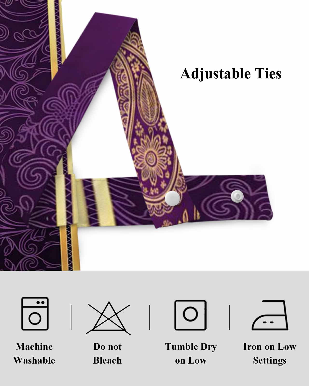 Purple Bohemian Floral Tie Up Valances Curtain, Flower Pattern Vintage Luxurious Kitchen Valances for Windows Decor, Rod Pocket Short Curtains Set for Bedroom/Bathroom, 60"x18"