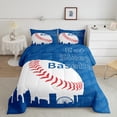 thumbnail image 2 of Feelyou Cartoon Baseball Athlete Queen Comforter Set for Boys, Blue Stripes Bedding Sets, Ball Sports Theme Reversible Bedding Comforter Set, Breathable Home Decor, 3-Piece, 2 of 8