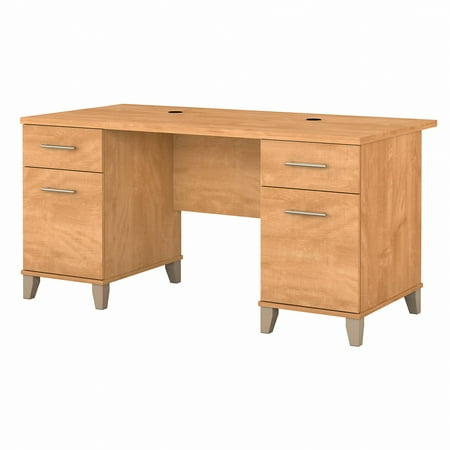 UPC: 0042976814281 | Bush Furniture Somerset 60  Double Pedestal Desk  Maple Cross