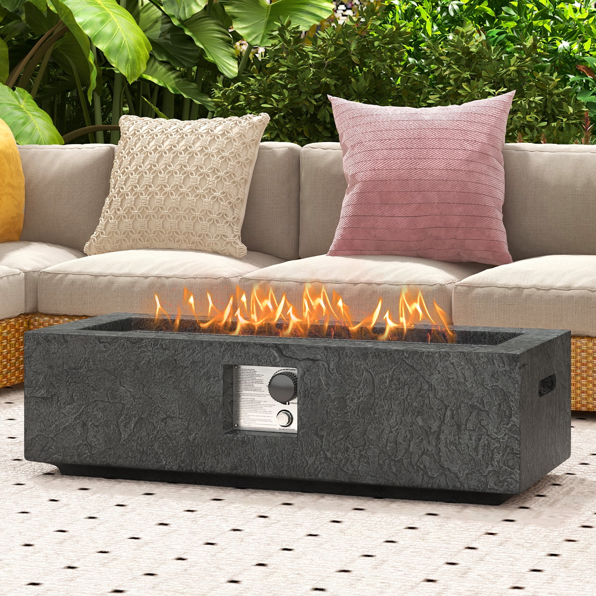 Gymax 42.5'' Magnesium Oxide Propane Gas Fire Pit w/Stainless Steel Burner