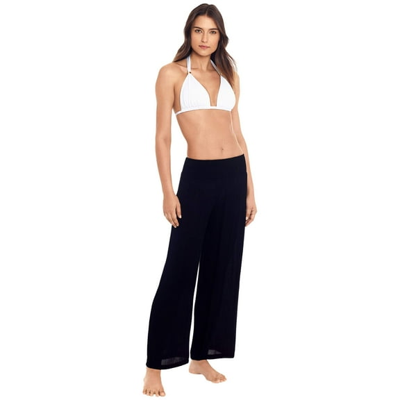 Lauren Ralph Lauren Womens Crinkle Pants Cover Up Swimwear Black Size XS (US 4)