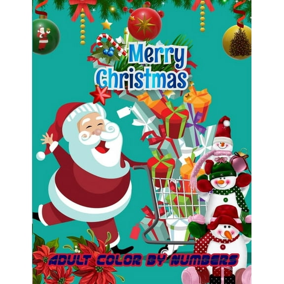 Merry Christmas Adult Color By Numbers : a beautiful colouring book with Christmas designs on a black background, for gloriously vivid colours (Paperback)