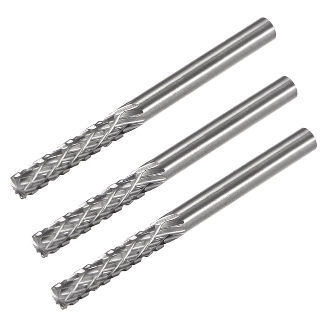 Fresas de carburo YG8, fresas rotativas de doble corte, forma cilíndrica, con vástago de 1/4" y cabeza de 1/8", 3 piezas