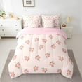 thumbnail image 2 of Feelyou Cartoon Romantic Rose Twin Bedding Sets 7-Piece, Pink Flower Floral Bedding Comforter Set, Happy Valentines Day Reversible Sheet Sets, Ultra Soft Home Decor, 2 of 7