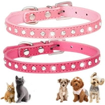 Small Dog Collar with Rhinestone, 2-Pack Bling Cat Collar Glitter Diamond Jewelry Crystal Girl Puppy Collar for XXS XS Small Medium Female Dogs & Kitten