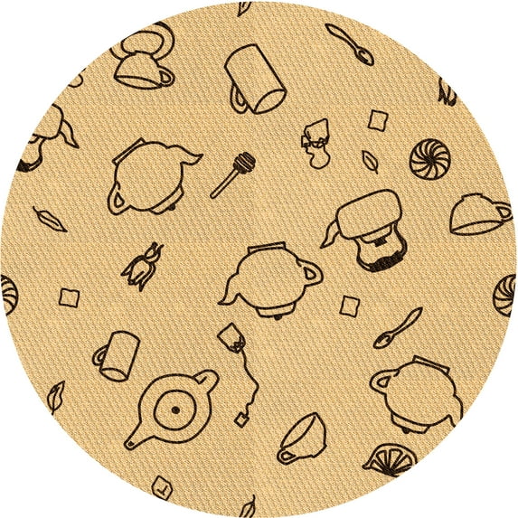 Ahgly Company Indoor Round Patterned Cinnamon Brown Area Rugs, 3' Round