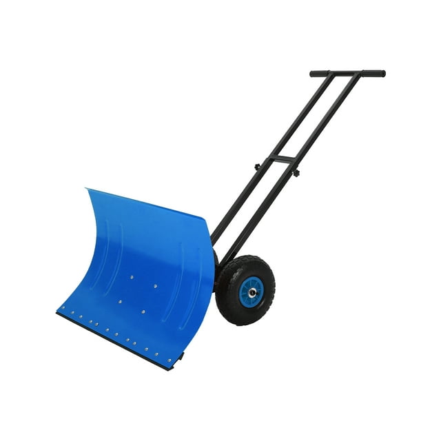 GloryStar Pelle à Neige de 29 Pouces avec Roues Offre un Cadre en Acier Robuste, une Lame Inclinée à 5 Positions Réglables et une Poignée Ergonomique Ajustable