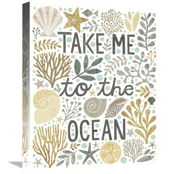 Global Gallery's 'Under Sea Treasures IV Gold Neutral' By Michael Mullan Stretched Canvas Wall Art