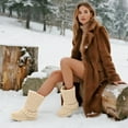 thumbnail image 4 of Lurnyet Women Winter Fuzzy Boots Faux Fur Lined 1.2 inch Sole Calf High, 4 of 5
