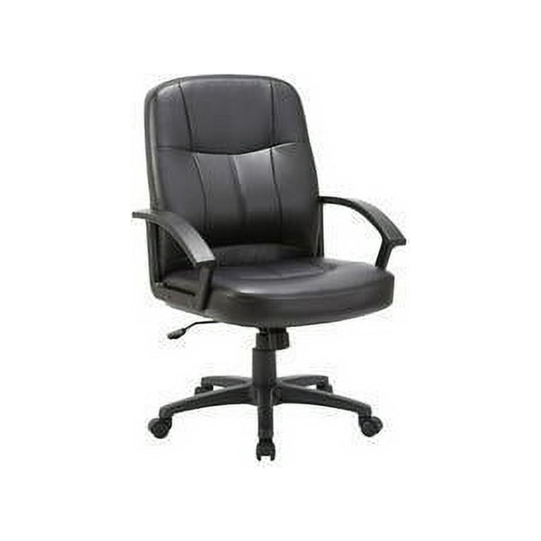 Lorell Tufted Managerial Mid-Back Office Chair - Black Leather Seat - Black Frame - 5-star Base - Black - 1 Each Lorell Tufted Managerial Mid-Back Office Chair - Black Leather Seat - Black Frame - 5-star Base - Black - 1 Each