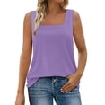 thumbnail image 2 of YOZGXEG Tank Tops For Women Tank Top Women Square Neck Sleeveless Casual Curved Hem Polyester Spandex Blend Purple S-Xxl, 2 of 6