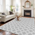 thumbnail image 3 of Grey White Plaid Washable Living Room Rugs 5'x7', Abstract Light Grey Morocco Texture Low Pile Throw Large Area Rugs Non-Slip Sturdy Edge Binding Carpet for Dining Room Bedside Kitchen, 3 of 9