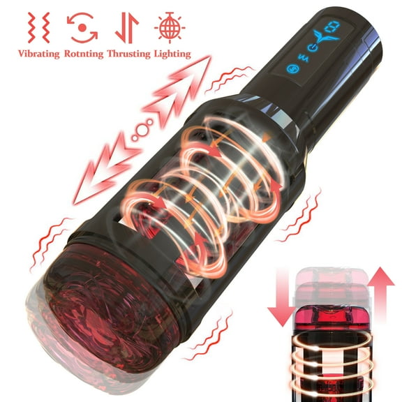 AYIYUN Thrusting Male Masturbator Sex Toys for Men 4 in 1 Stroker 9 Rotating & 9 Telescopic & 9 Vibrating & 7 LED Light Modes Automatic Adult Toy for Self-Pleasure Masturbation