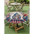 thumbnail image 4 of Outdoor Tablecloth with Umbrella Hole for Patio/Picnic/Party/Camping, 4th of July Waterproof Table Cloth Round Cover Washable, USA Flag Gnomes Independence Day Rustic (Dia 60"), 4 of 9
