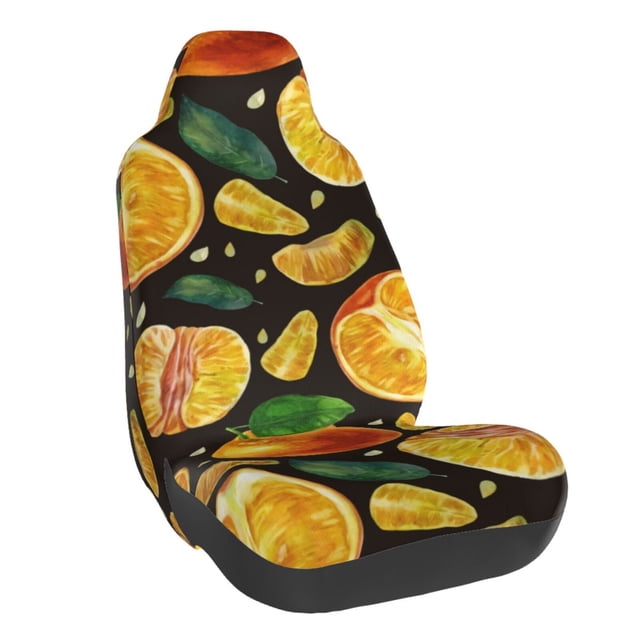 Wukai Tangerine Full Set Car Seat Covers with Soft Padding Universal Auto Front Seats Protector and Cushion Mat