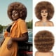 thumbnail image 1 of Zhuge Peluca afro suave de los años 70 para mujeres Pelucas de cabello afro rizado con flequillo Peluca afro de cabello sintético Peluca afro para uso diario en fiestas, Marrón medio, 1 of 2