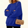 thumbnail image 6 of Xyxonk Womens Sweatshirt Lightweight Drop Shoulder Pullover Tops Fall V Neck Long Sleeve Sweatshirts with Pocket Solid Color Outfits,Royal Blue L, 6 of 6