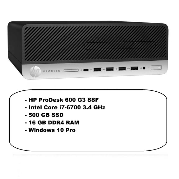 HP ProDesk 600 G3 SFF Desktop Computer, Intel Core i7 Processor, 16GB DDR4, 500GB SSD