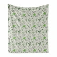 thumbnail image 1 of Jasmine Soft Flannel Fleece Throw Blanket, Exotic Herbal Tea Concept Green Tea and Jasmine Leaves, Cozy Plush for Indoor and Outdoor Use, 50" x 70", Sage Green Lime Green, by Ambesonne, 1 of 6