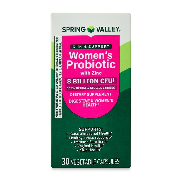 Spring Valley 5-in-1 Women's Probiotic with Zinc Vegetable Capsules, 30 Count