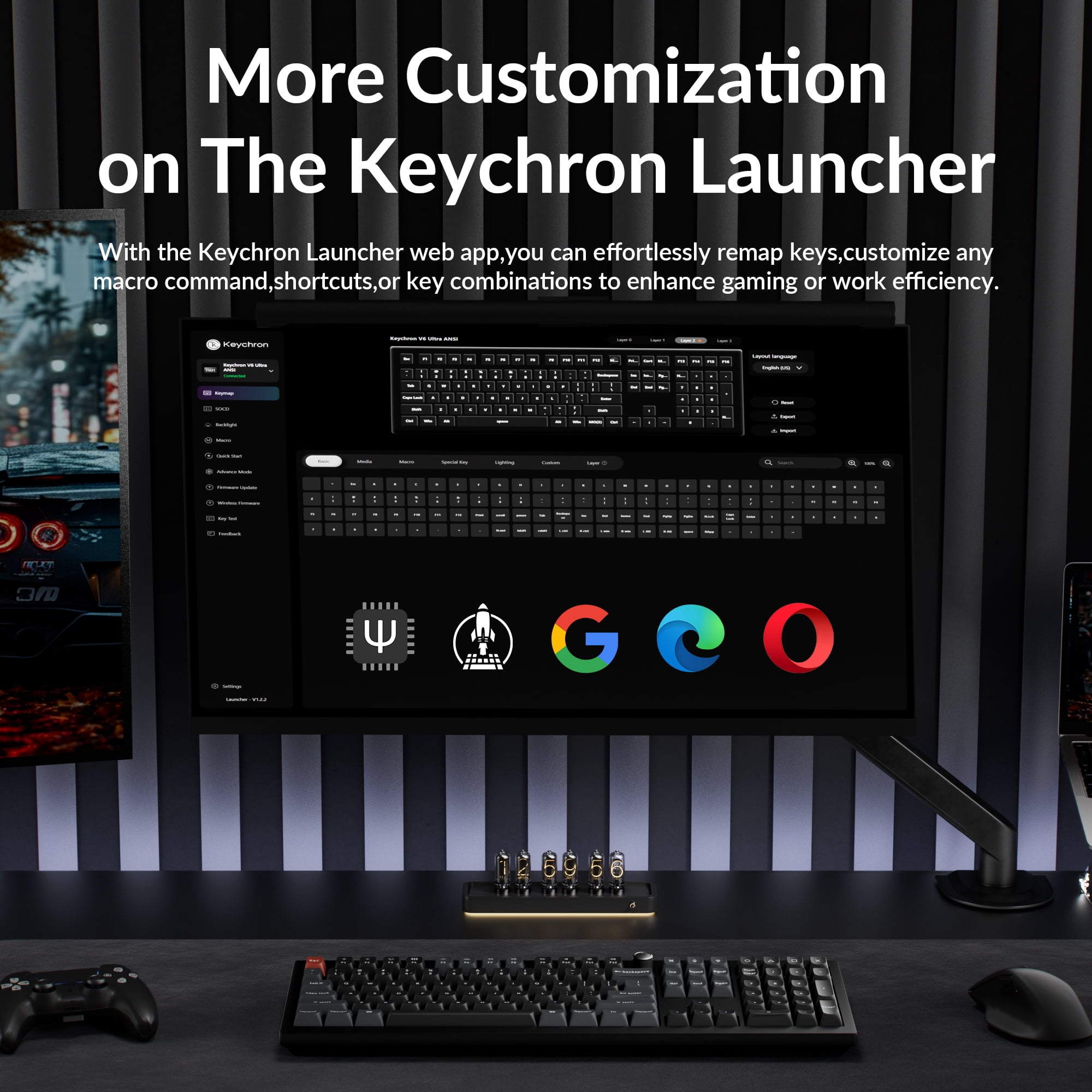 Keychron V6 Ultra 8K Full Size Wireless Mechanical Keyboard, 8000Hz, Hot-Swappable Red Switch, RGB Backlight, PBT Keycaps, 2.4GHz/Bluetooth/Wired, QMK/VIA, for Windows macOS Linux– Black