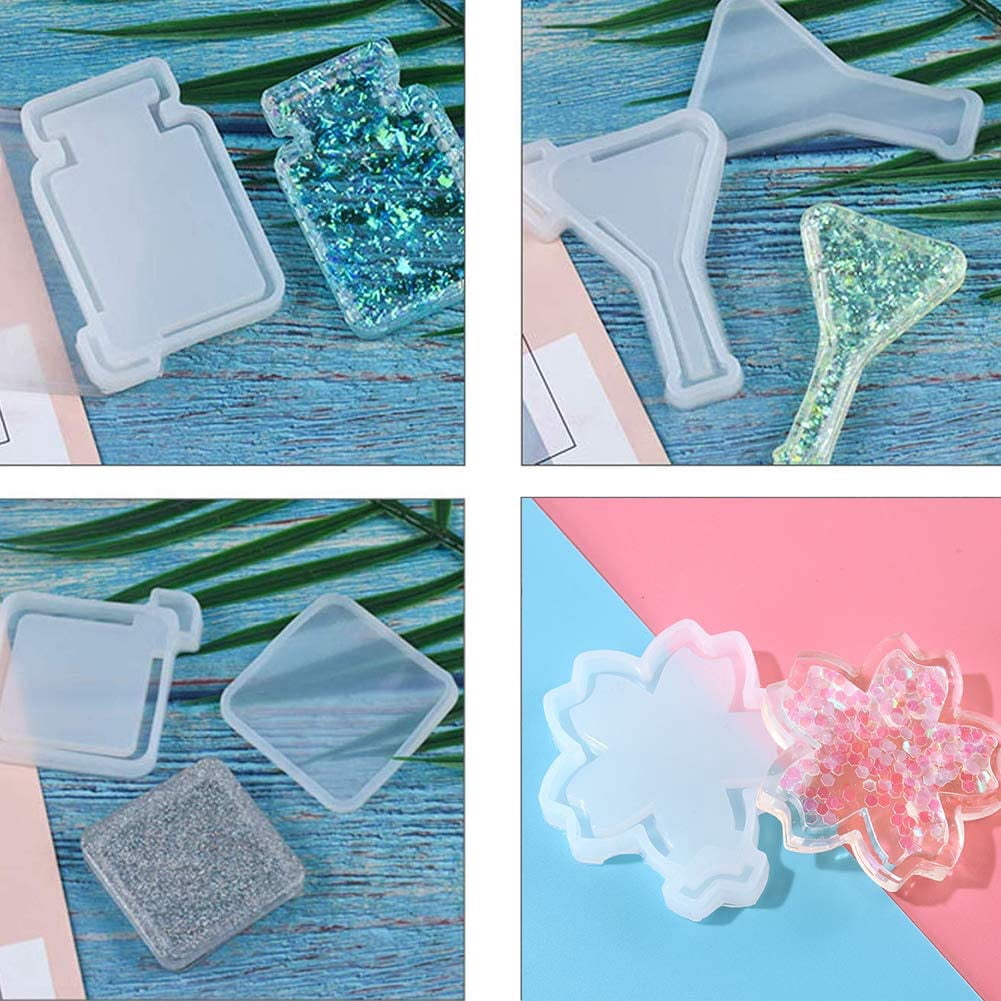 Cup Mat Silicone Molds Resin Casting Molds For UV Resin Epoxy Resin Jewelry Making with Disposable Plastic Transfer Pipettes and Disposable Latex Finger Cots White