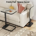 thumbnail image 6 of Driftwood Grey TV Tray Table, Adjustable Height & Rounded Metal Corners, Snack Table for Couch, Sofa, Bed, Chair, Living Room, C Shaped End Side Table for Eating, Dinner or Laptop, Small Spaces, 6 of 15