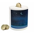thumbnail image 2 of Moon Piggy Bank, Winter Season Wonderland Starry Sky Night Forest Landscape Scenery Print, Ceramic Coin Bank Money Box for Cash Saving, 3.6" X 3.2", Dark Blue, by Ambesonne, 2 of 4