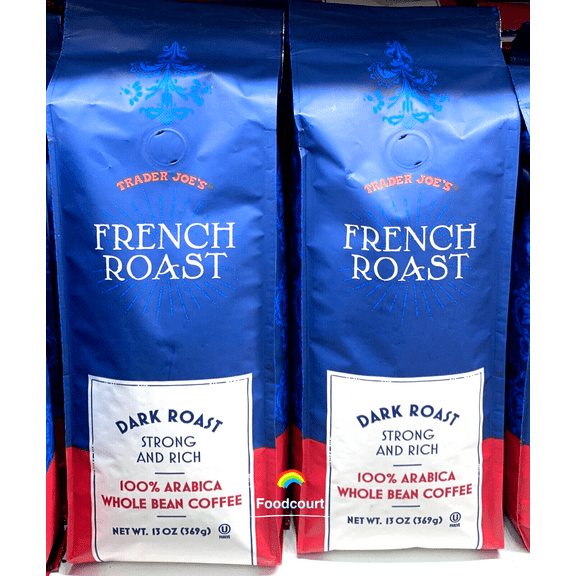 2 Packs Trader Joe's French Roast Whole Bean Coffee Dark Roast 13 OZ Each Pack